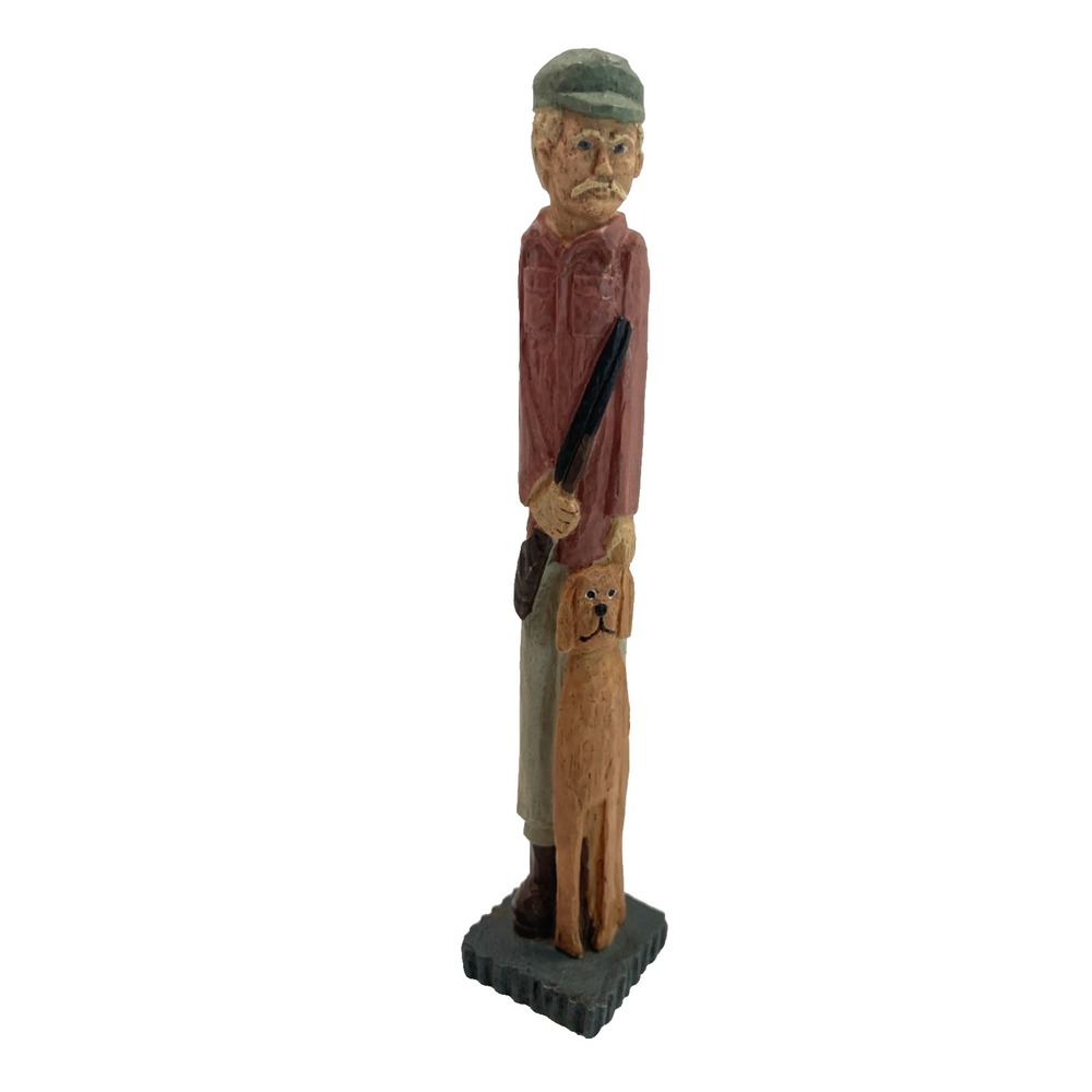 Vintage Resin Hunter W/ Dog &‎ Gun Pencil Figure Statue '95